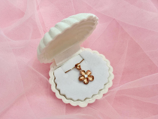 Hawaiian Plumeria Flower Necklace 925 Sterling Silver 14K Rose Gold Plated with chain Cute Gift for Her Tarnish Free Gift for Girlfriend