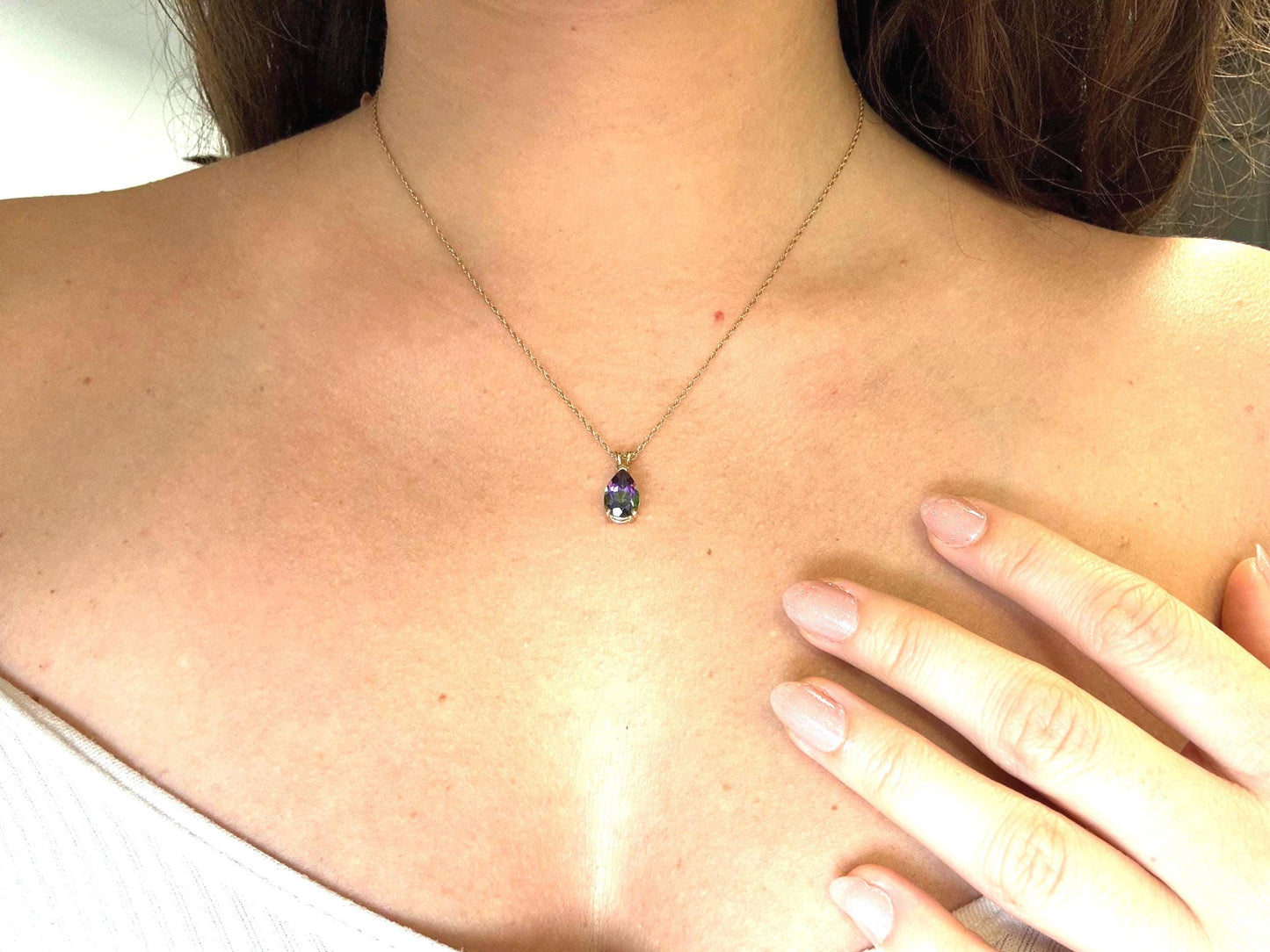 Island Light Mystic Topaz Pendant – 14k Solid Gold Necklace
