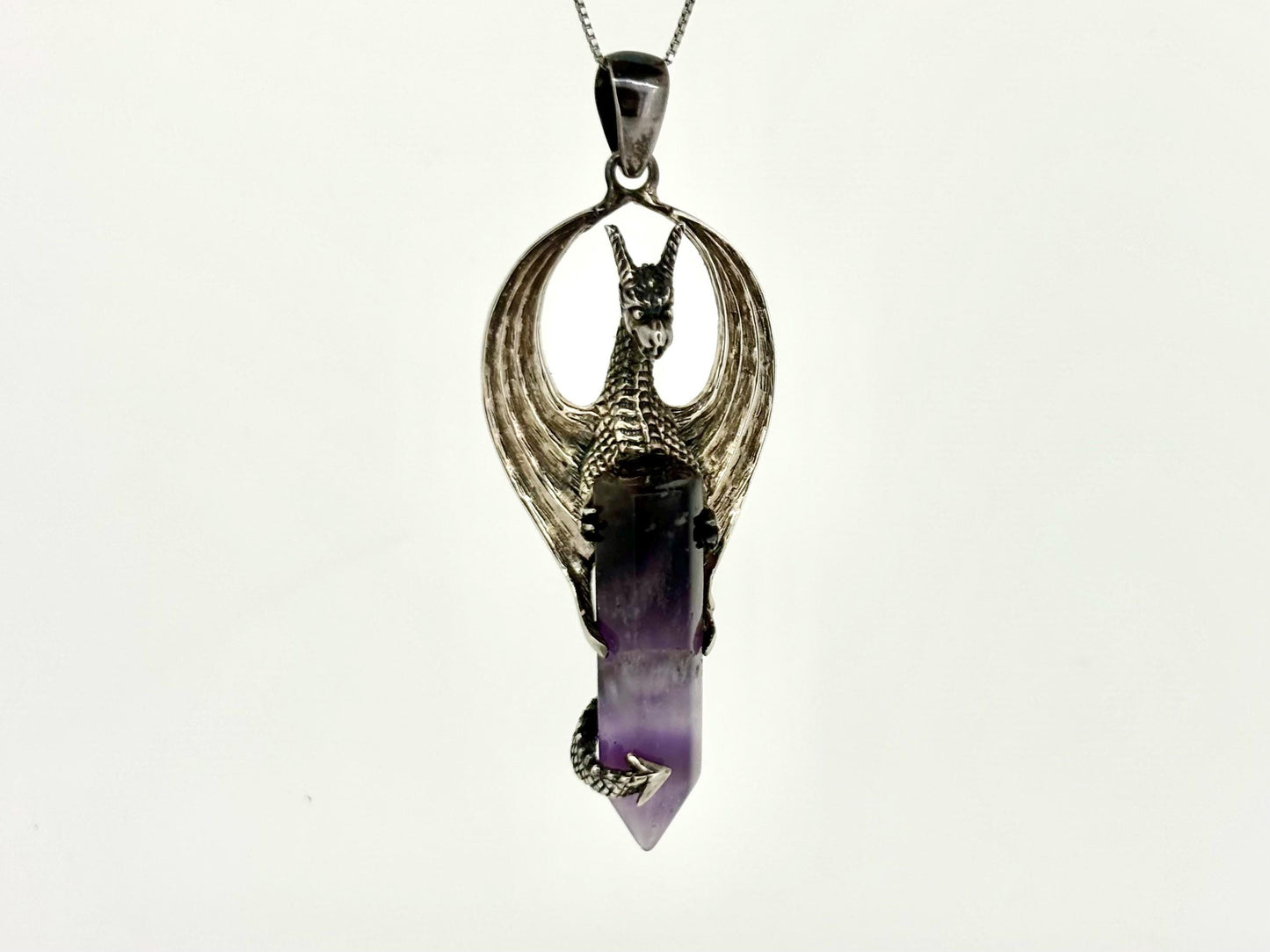 Dragon Necklace Dragon Pendant Halloween Necklace Costume Jewelry Amethyst Pendant Witch Jewelry Witch Pendant Spooky Season Accessories