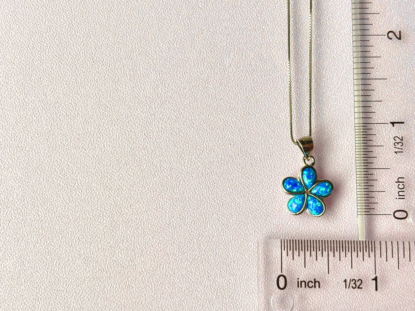 Hawaiian Plumeria Flower Necklace 925 Sterling Silver Tarnish Free Blue Opal Necklace and chain Gift for her Oceanlover Wife daugther Mom