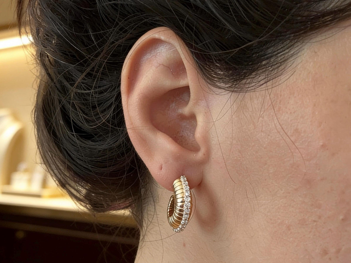 Shell Stud Earrings – Dainty Gold Studs with CZ Stone | Gift for Her