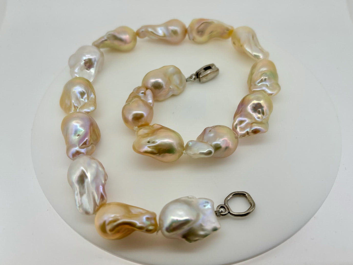 Genuine Natural Baroque Pearl Necklace 925 Sterling Silver Magnet Closure Elegant White Pearl Necklace Birthday Gift for Her Gift for Mom