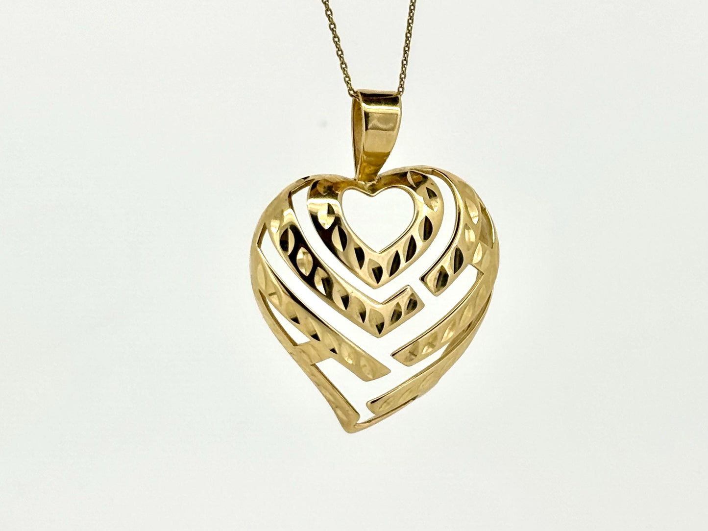 14K Solid Gold Aloha Heart Pendant Heart Necklace Aloha Necklace Aloha Pendant  Fine Jewelry, Gift for Her, Dainty Gold Necklace Christmas