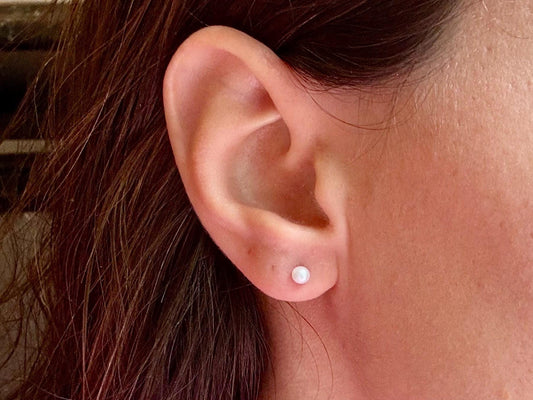 Minimalist Pearl Earrings Dainty Silver Pearl Stud Earrings 925 Sterling Silver Waterproof Gift for Her Gift for Girlfriend