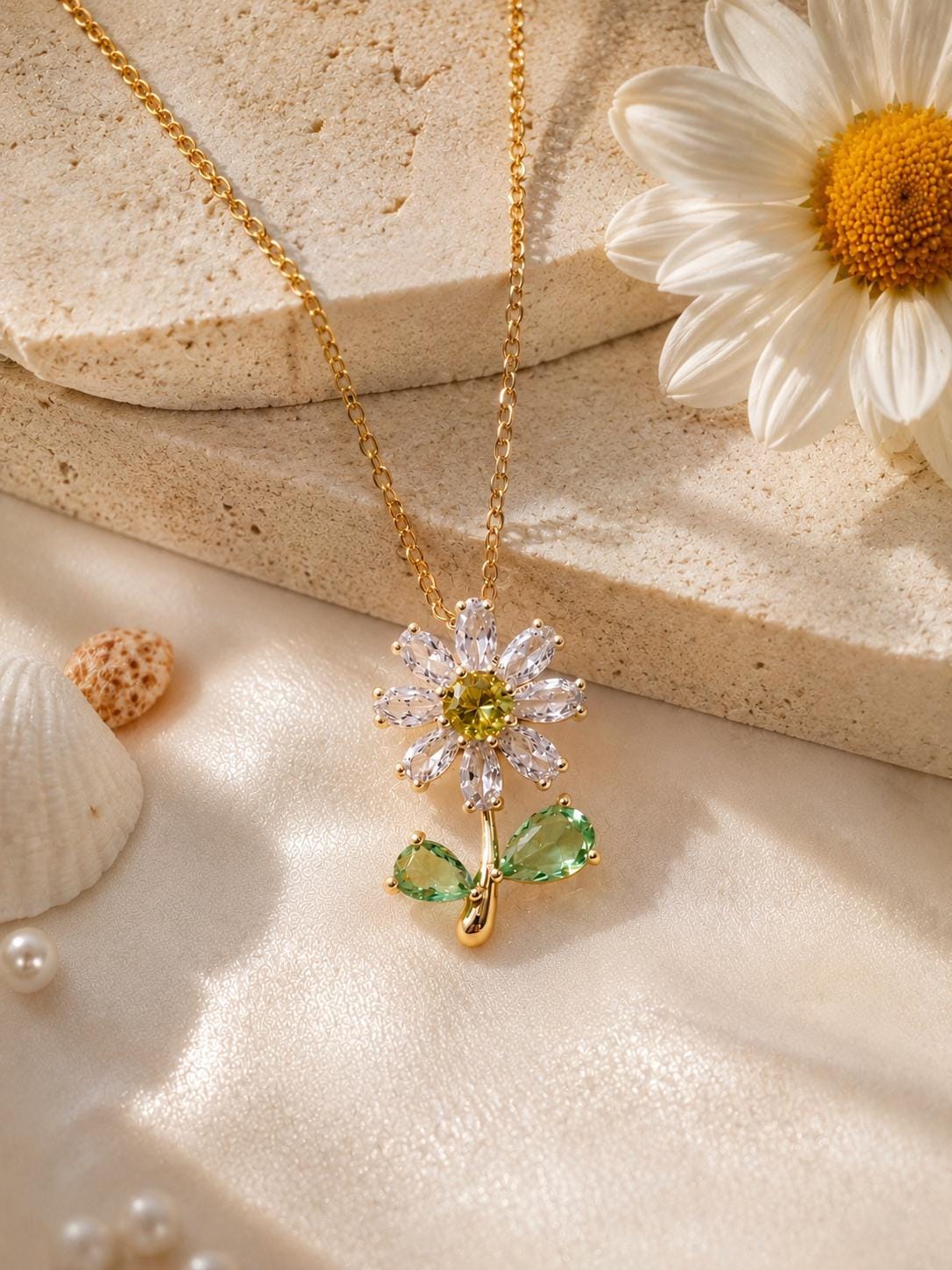 Plumeria Flower Necklace, Sterling Silver, Pearl & CZ, Hawaii Gift, gift for her, birthday gift, gift for mom – handmade Hawaiian jewelry, Island Goddess Jewelry