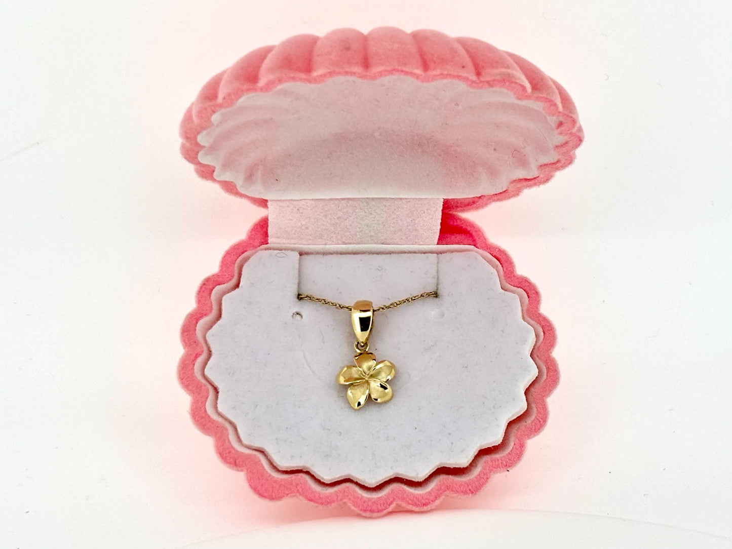 14K Solid Gold Plumeria Pendant Flower Pendant Necklace Gold Pendant Birthday Gift for her Gift for Mom Flower Necklace