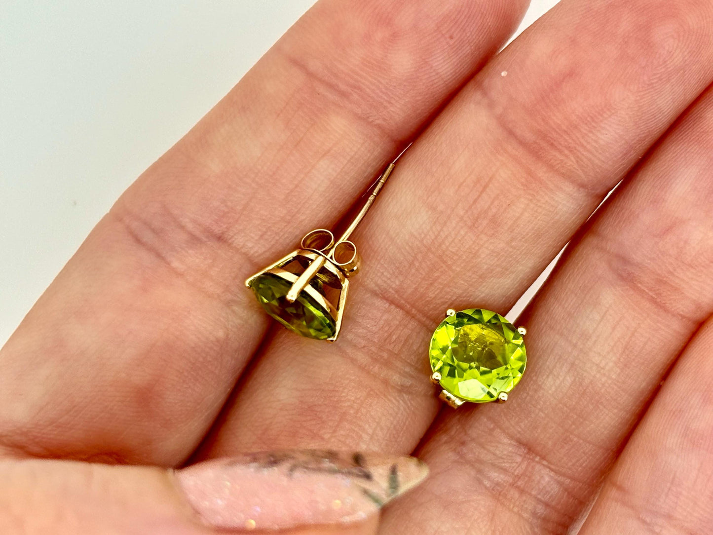 Pele’s Tears Peridot Stud Earring – 14k Solid Gold Studs