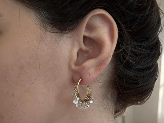 Gold Hoop Earrings – Dainty 14K Gold Plated Hoops with Clear Gemstones