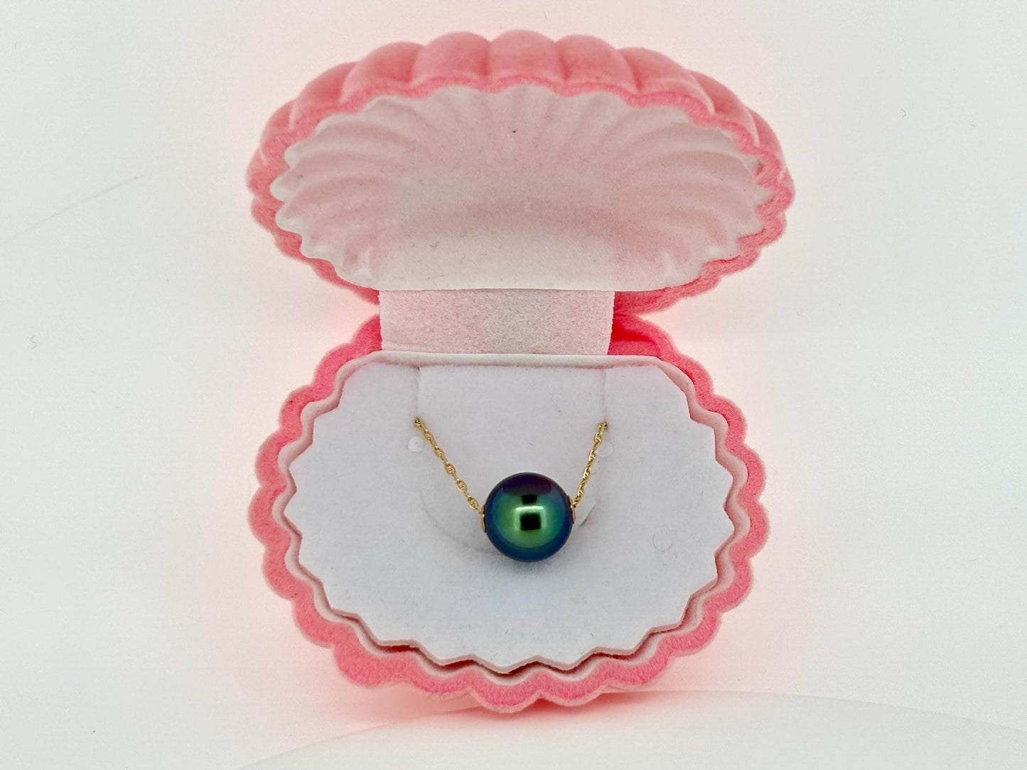 Genuine Natural Tahitian Pearl Necklace Black Pearl Pendant with 14K Gold Chain Black Pearl Necklace Birthday Gift for Her Gift for Mom