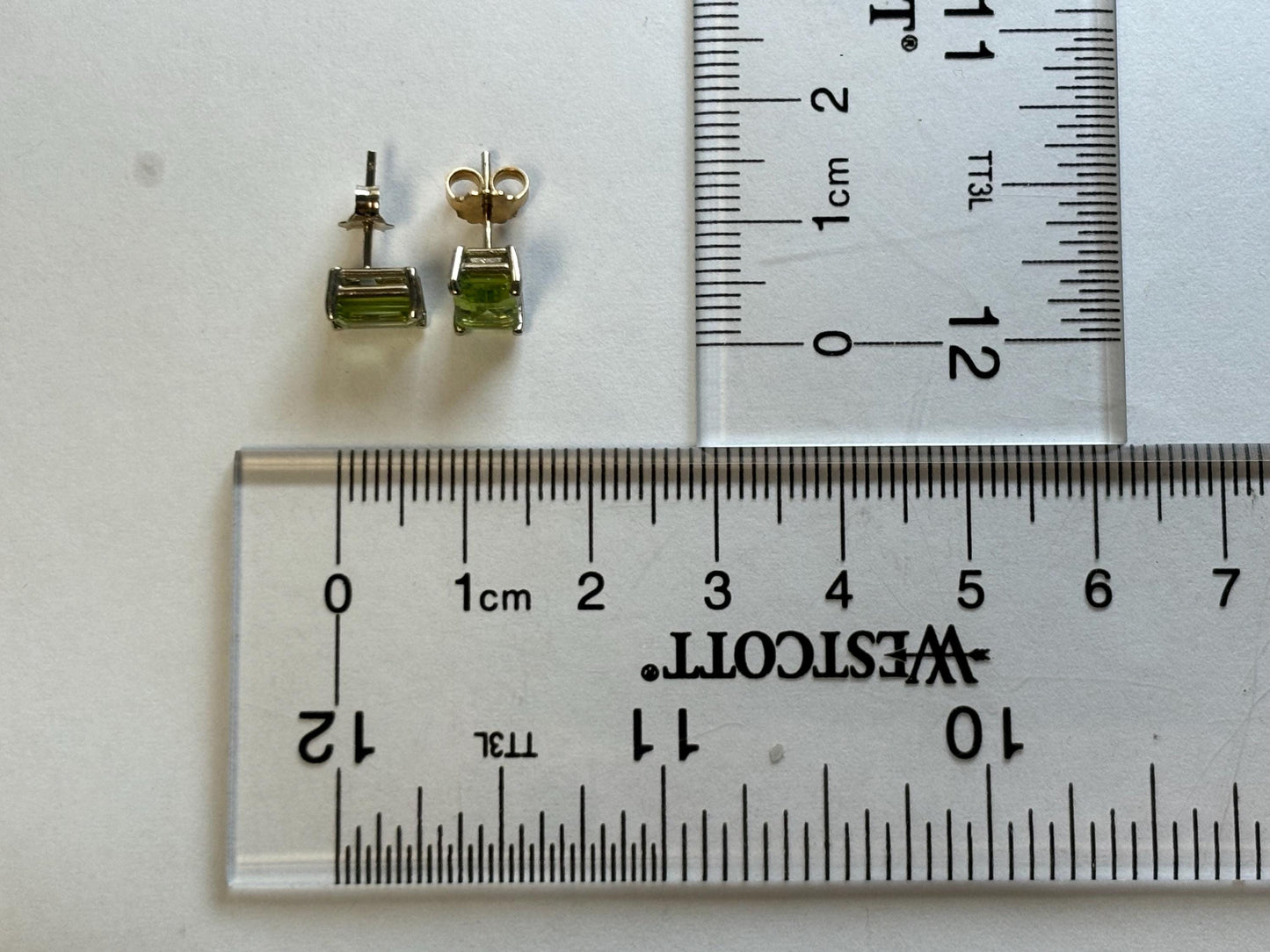 14K Gold Green Earrings Peridot Earrings Peridot Studs Princess Cut Hawaiian Diamond Peles Tears - Birthday Gift for Her Gift For Mom