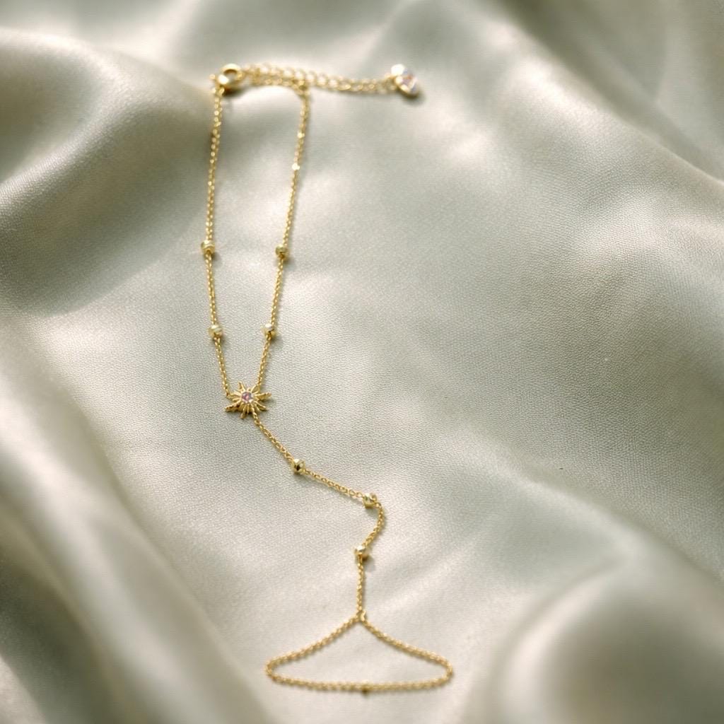 Star Hand Chain Bracelet – Adjustable Gold Plated Celestial Jewelry Gift