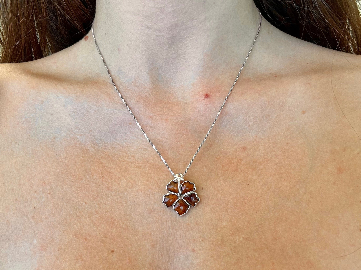 Hawaiian Hibiscus Flower Necklace Koa Wood Necklace 925 Sterling Silver Tarnish Free Wit Chain Birthday Gift For Her Dainty Necklace for Mom