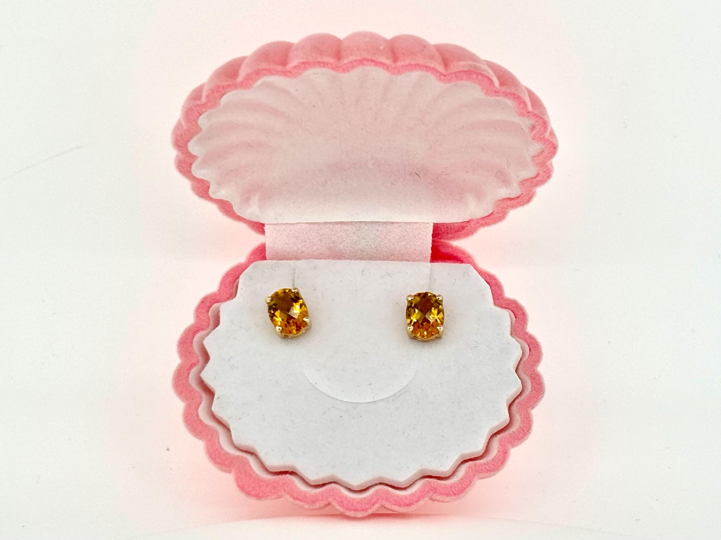 14k White Gold Citrine Stud Earrings, November Birthstone, Yellow Gemstone Earrings, Birthday Gift For Her, For Mom, Citribe Earrings