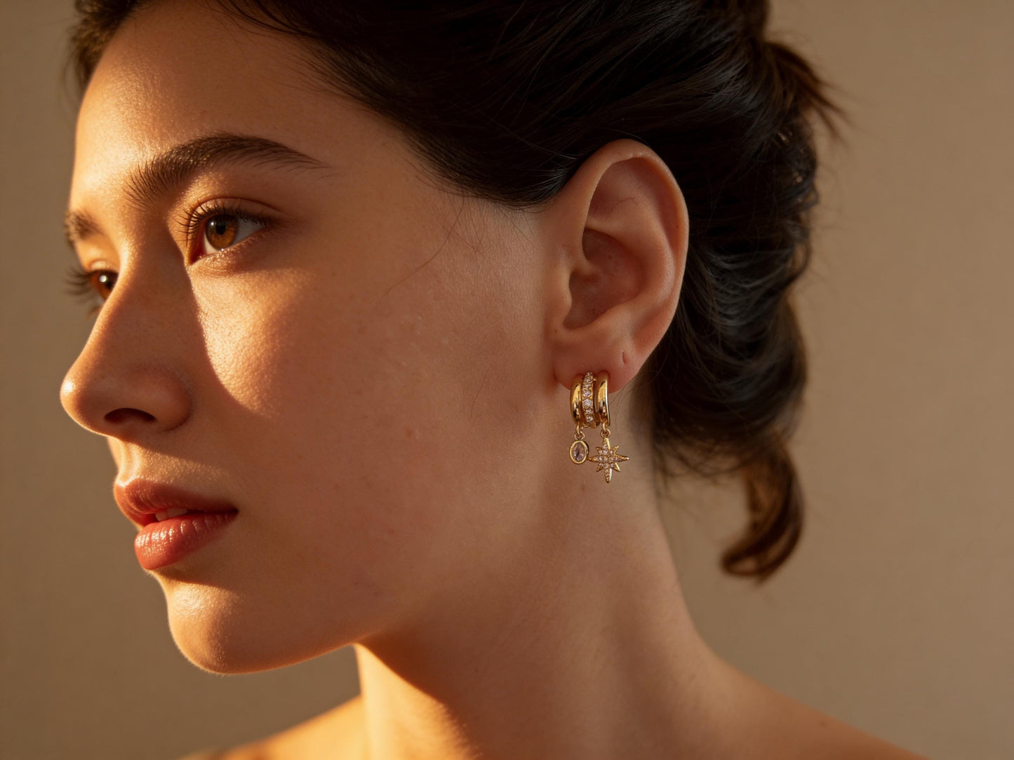 North Star Earrings – Stackable Gold Plated Stainless Steel | Celestial Jewelry