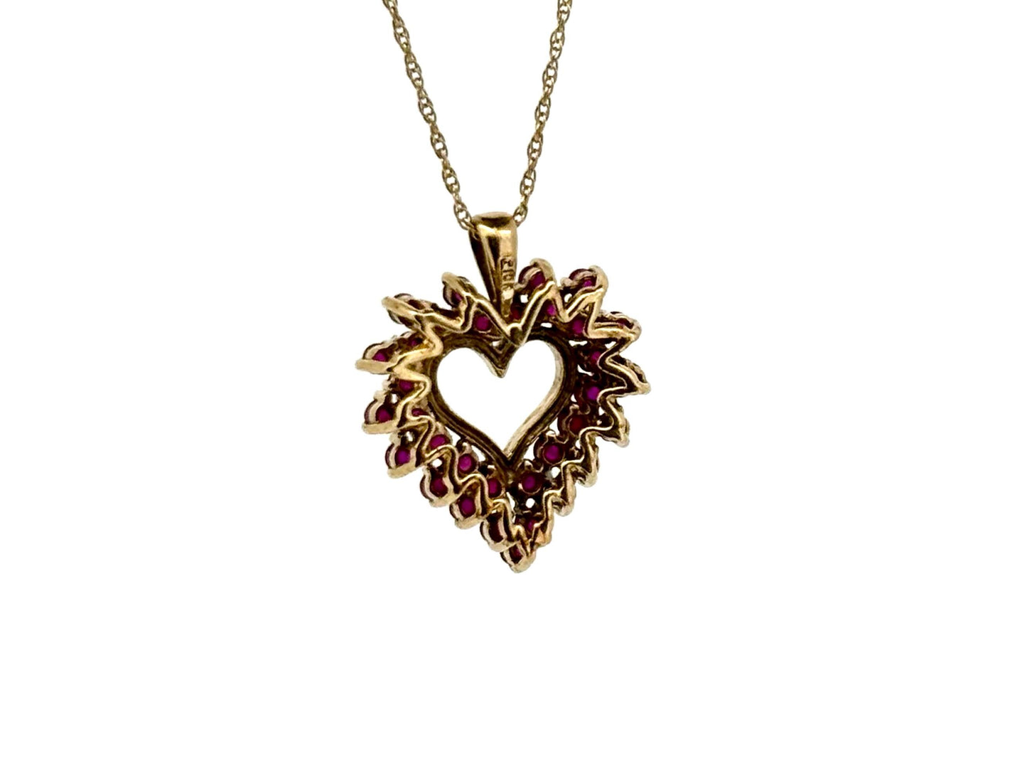 10K Solid Gold Heart Pendant with Ruby Pendant Heart Necklace Gold Pendant Ruby Necklace Pink Necklace Birthday Gift for her Gift for Mom