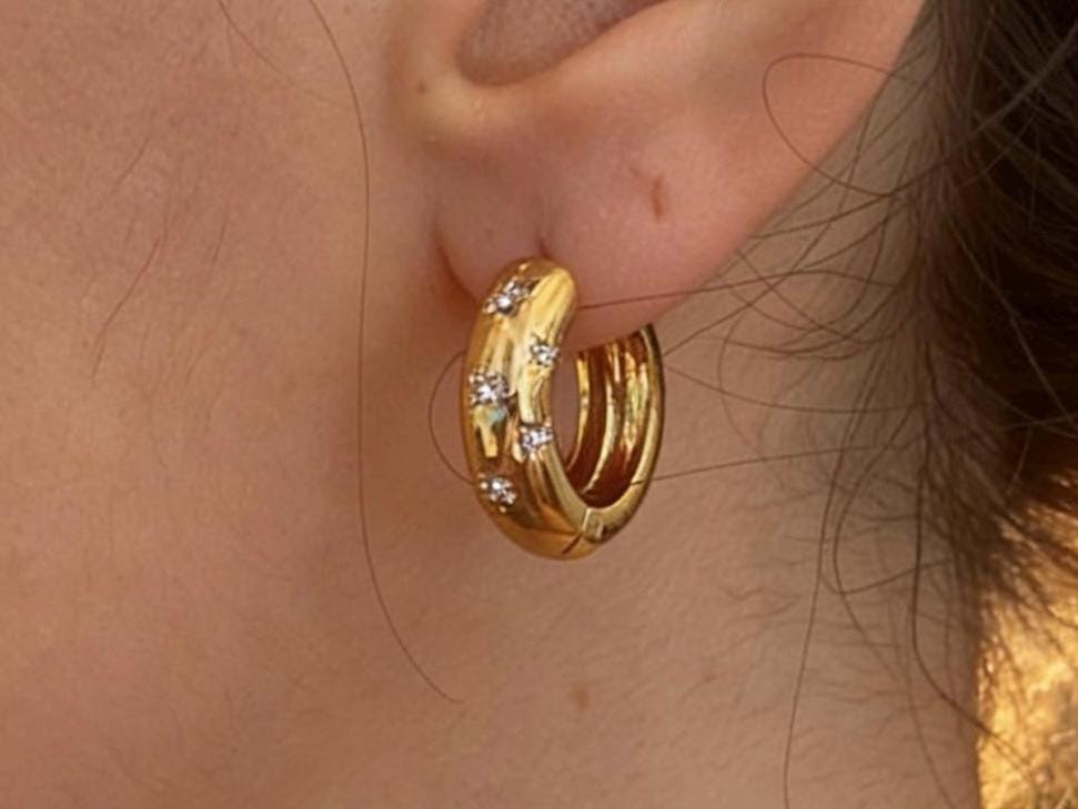North Star Hoop Earrings – 14K Gold Plated Stainless Steel | Stackable Gold Earrings