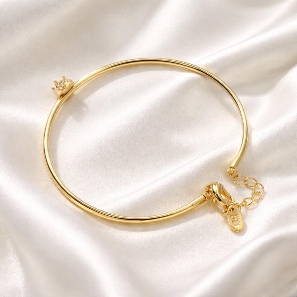 Elegant Bracelet – Adjustable Gold Plated Stackable Bracelet with Cubic Zirconia Sparkle