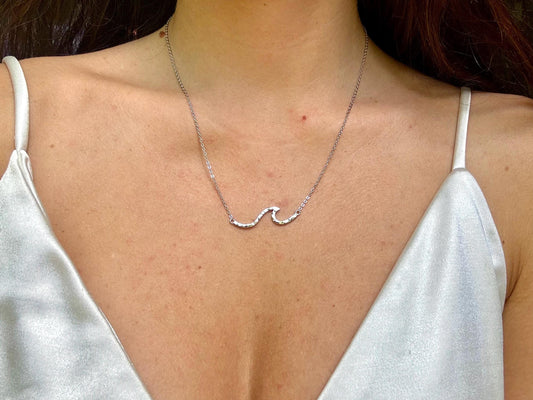 Hawaiian Wave Necklace 925 Sterling Silver Tarnish Free Gift for Her, Oceanlover, Surfer Beach Jewelry Shinny Necklace Gift for Girlfriend