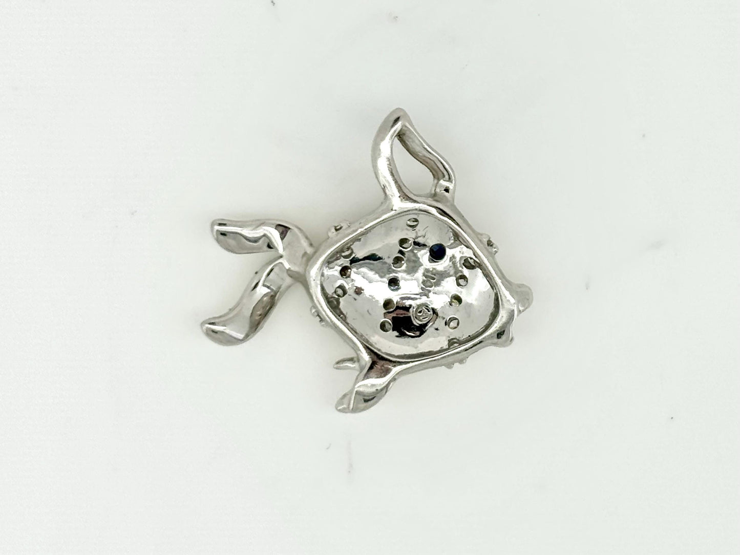 14K White Gold Fish Pendant, Fish Necklace Diamond Necklace Sapphire Pendant Birthday Gift For Her For mom Anniversary Gift Christmas Gift